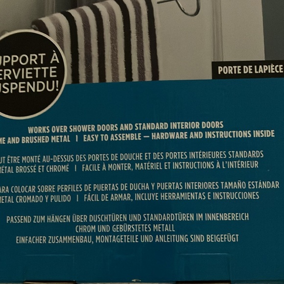 NWT Over The Door Towel Rack, Chrome & Brushed Metal - Picture 4 of 11